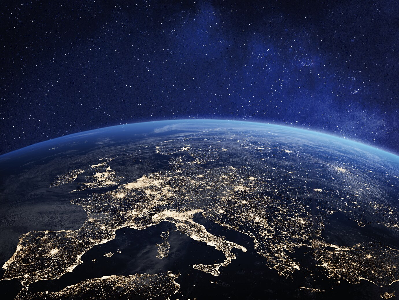 Illuminated earth as seen from outer space